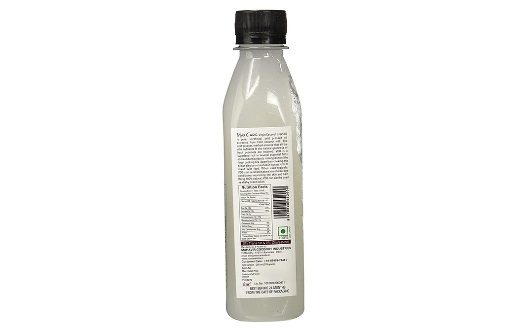 Max Care Cold Pressed Virgin Coconut Oil    Bottle  250 millilitre